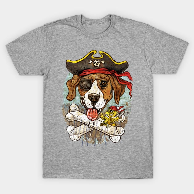 Bad to the Bone Pirate Dog T-Shirt by Mudge